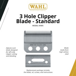 Wahl Professional 3 Hole Standard Clipper Blade 1mm-3mm Adjusto Lock Replacement Fits Designer Senior Sterling Clippers Wahl Professional 3 Hole Standard Clipper Blade 1mm-3mm Adjusto Lock Replacement Fits Designer Senior Sterling Clippers