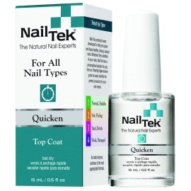 Nail Tek Quicken, Fast Drying Top Coat for All Nail Types, 0.5 oz, 1-Pack