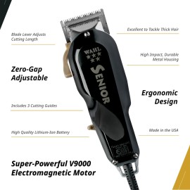 Wahl Professional 5 Star Senior Clipper Corded Operation Adjustable Taper Lever Includes 3 Guides