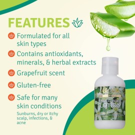 Aloe Life - Face & Body Lotion, Concentrated Formula, Hydrates Dry Skin, Contains Antioxidants, Minerals, & Herbal Extracts, Pleasant Grapefruit Scent, Safe For All Skin Types, Gluten-Free (4 oz)