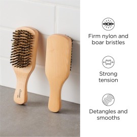 Diane Reinforced Boar Bristle Club Wave Brush for Men and Barbers - Hard Bristles for Thick to Coarse Hair - Use for Detangling, Smoothing, Wave Styles, Restore Shine and Texture