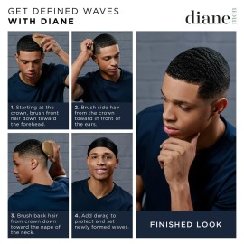 Diane Reinforced Boar Bristle Club Wave Brush for Men and Barbers - Hard Bristles for Thick to Coarse Hair - Use for Detangling, Smoothing, Wave Styles, Restore Shine and Texture