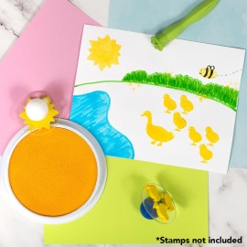 READY 2 LEARN Jumbo Circular Washable Stamp Pad - Yellow - 5.75 dia. - Non-Toxic - Fade Resistant - Ideal Size for Handprints and Footprints