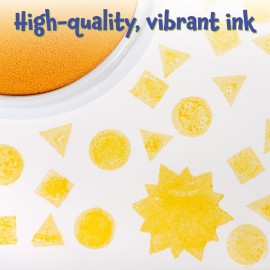 READY 2 LEARN Jumbo Circular Washable Stamp Pad - Yellow - 5.75 dia. - Non-Toxic - Fade Resistant - Ideal Size for Handprints and Footprints