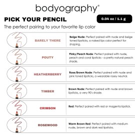 Bodyography Rosewood Lip Pencil | Wooden Lip Liner Pencil with Coconut Oil, Vitamin E & C | Long-Lasting, Matte Liner for Definition & Color | Makeup Essential for Smooth Lip Contour Bodyography Rosewood Lip Pencil | Wooden Lip Liner Pencil with Coconut Oil, Vitamin E & C | Long-Lasting, Matte Liner for Definition & Color | Makeup Essential for Smooth Lip Contour