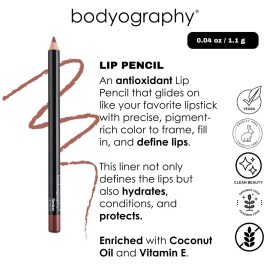 Bodyography Rosewood Lip Pencil | Wooden Lip Liner Pencil with Coconut Oil, Vitamin E & C | Long-Lasting, Matte Liner for Definition & Color | Makeup Essential for Smooth Lip Contour Bodyography Rosewood Lip Pencil | Wooden Lip Liner Pencil with Coconut Oil, Vitamin E & C | Long-Lasting, Matte Liner for Definition & Color | Makeup Essential for Smooth Lip Contour