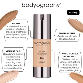 BODYOGRAPHY - NATURAL FINISH Foundation (Light Medium 150): Oil-Free Anti-Aging Salon Natural Finish w/ Vitamin E, C, Antioxidants | Vegan, Gluten-Free, Paraben-Free BODYOGRAPHY - NATURAL FINISH Foundation (Light Medium 150): Oil-Free Anti-Aging Salon Natural Finish w/ Vitamin E, C, Antioxidants | Vegan, Gluten-Free, Paraben-Free
