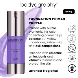 BODYOGRAPHY - Foundation Primer (Purple): Flawless Anti-Aging Salon Makeup Primer w/Vitamin E, A, Jojoba, Grapeseed Oil | Control Shine | Gluten-Free, Cruelty-Free, 1 oz. BODYOGRAPHY - Foundation Primer (Purple): Flawless Anti-Aging Salon Makeup Primer w/Vitamin E, A, Jojoba, Grapeseed Oil | Control Shine | Gluten-Free, Cruelty-Free, 1 oz.