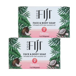 Coco Fiji, Coconut Oil Infused Soap, Bar 7oz (Tuberose, Pack of 2) Coco Fiji, Coconut Oil Infused Soap, Bar 7oz (Tuberose, Pack of 2)