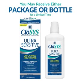CloSYS Ultra Sensitive Mouthwash, Unflavored Alcohol Free, Dye Free, pH Balanced, Helps Soothe Entire Mouth - 32 Oz CloSYS Ultra Sensitive Mouthwash, Unflavored Alcohol Free, Dye Free, pH Balanced, Helps Soothe Entire Mouth - 32 Oz