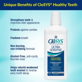 CloSYS Ultra Sensitive Mouthwash, Unflavored Alcohol Free, Dye Free, pH Balanced, Helps Soothe Entire Mouth - 32 Oz CloSYS Ultra Sensitive Mouthwash, Unflavored Alcohol Free, Dye Free, pH Balanced, Helps Soothe Entire Mouth - 32 Oz
