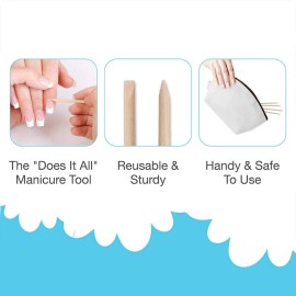 Flowery Birchwood Manicure Sticks, Multi Functional Nail Grooming Wooden Cuticle Pusher, Remover Nail Sticks for Manicure, 6 inches, 5pcs per pack