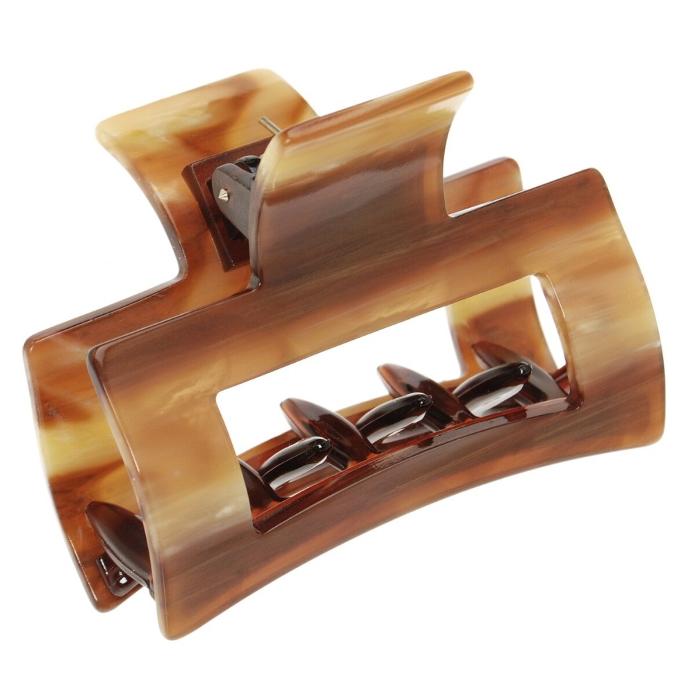 France Luxe Cutout Rectangle Claw Clip - Caramel Horn