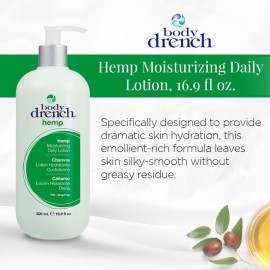 Body Drench Hemp Moisturizing Lotion - Hydrating & Nourishing Body Lotion for All Skin Type, with Hemp Seed Oil, 16.9 fl oz