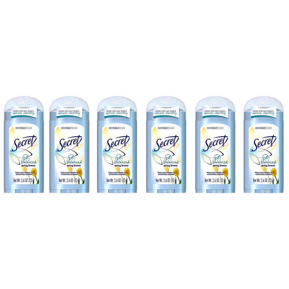 Secret Original Spring Breeze Scent Women\'s Invisible Solid Ph Balanced Antiperspirant & Deodorant 2.6 Oz (Pack of 6)