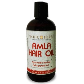 Vadik Herbs Amla Hair Oil (8 oz) Rosemary oil | Herbal scalp treatment | Great for hair loss, balding, thinning of hair, for beard growth, made with Amla (Amalaki) - Indian gooseberry