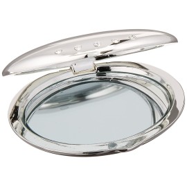 Silver Plated Oval Compact Mirror with Crystals Silver Plated Oval Compact Mirror with Crystals