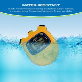 Sper Scientific Water Resistant Stopwatch 810012 - Digital Timer with Split Interval Function, 12/24 Hour Alarm Clock & Calendar for Sports, Labs, Fitness, and More