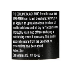 Sea Minerals Black Mud All Natural Facial Mask From The Dead Sea, 3 Oz