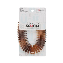 Scunci Effortless Beauty Stretch Hair Combs Tortoise, Opaque White, and Black (3-Count)