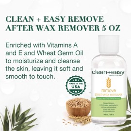 Clean + Easy Remove - After Wax Oil Remover for Skin, Post Waxing Cleanser & Soothing Afterwax Care, Wax-Off for Residue Free Skin, 5 oz Clean + Easy Remove - After Wax Oil Remover for Skin, Post Waxing Cleanser & Soothing Afterwax Care, Wax-Off for Residue Free Skin, 5 oz