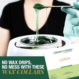Clean + Easy Professional Deluxe Wax System - Standard Warmer Collars Prevent Drips for Mess-Free, Effortless Cleanup (50 Count)