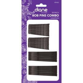 Diane 2 and 2.5 Black Bobby Pins for Women, Girls, Hairdressing, Salon, Large Hair Pins with Ball Tips for Securing Updos, Flyaways, 50 Count