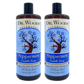 Dr. Woods Pure Peppermint Liquid Castile Soap with Organic Shea Butter, 32 Ounce (Pack of 2)