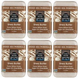 One With Nature Shea Butter Dead Sea Mineral Soap, 7 Ounce Bars (Pack of 6)