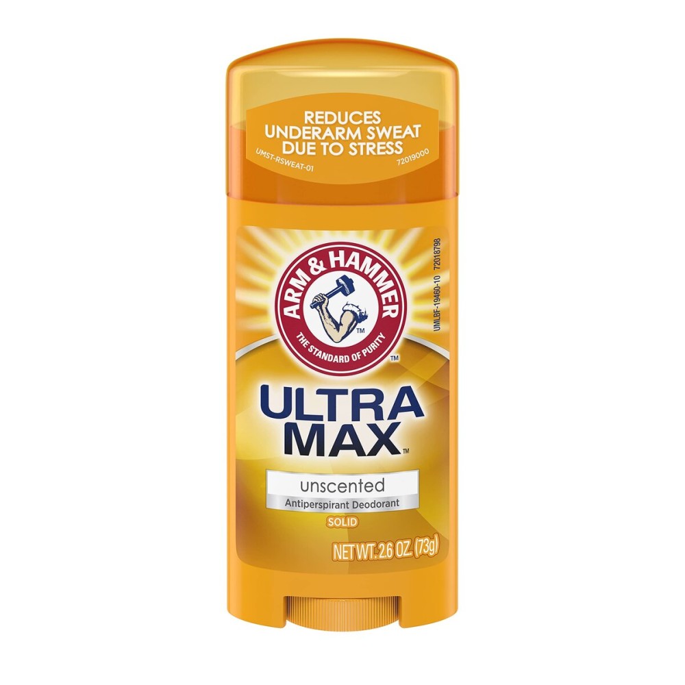 Arm & Hammer Ultra Max Advanced Anti-Perspirant & Deodorant, Invisible Solid, Unscented, Packaging May Vary, 2.6 oz (73.7 g) (Pack of 6)