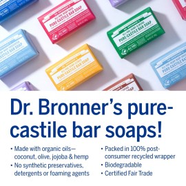 Dr. Bronner\'s - Pure-Castile Bar Soap (Lavender, 5 ounce, 6-Pack) - Made with Organic Oils, For Face, Body and Hair, Gentle and Moisturizing, Biodegradable, Vegan, Cruelty-free, Non-GMO