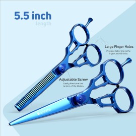 Suvorna Hair Cutting Scissors Professional with Thinning Shears for Hair | 2 Pcs Hair Shears | J2 Japanese Stainless Steel Professional Hair Scissors | 5.5 Hair Shear Professional.