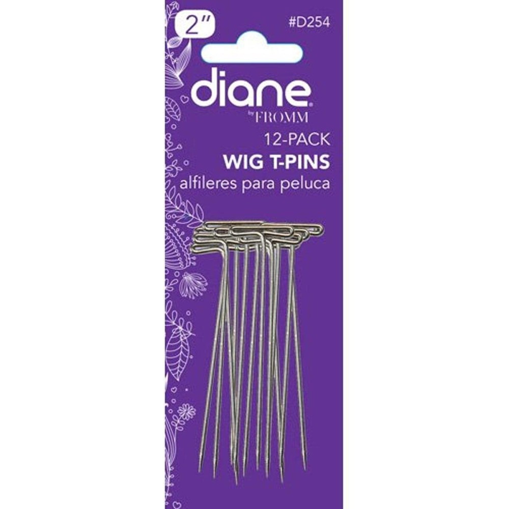 Diane 2-Inch T-Pins for Wigs, Toupees, Hairpieces, Crafting, Displaying, Styling Mannequin Heads and Wig Stands, Silver (12 Pack) Diane 2-Inch T-Pins for Wigs, Toupees, Hairpieces, Crafting, Displaying, Styling Mannequin Heads and Wig Stands, Silver (12 Pack)