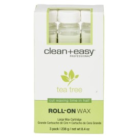 Clean + Easy Large Tea Tree Creme Wax Refill For Facial And Body Hair Removal - 3 pack