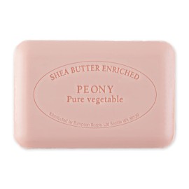 Pre de Provence Artisanal Soap Bar, Enriched with Organic Shea Butter, Natural French Skincare, Quad Milled for Rich Smooth Lather, 8.8 Ounce, Peony