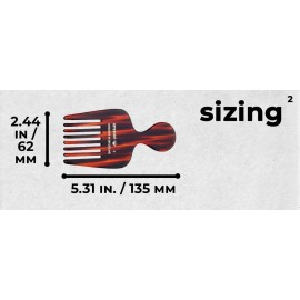 Speert 2 Handmade Wide Tooth Hair Pick - Tortoise Havana Acetate Thick Coarse Curly Textured Hair Detangling Parting Grooming Teasing Styling - Wet & Dry Use for Women, Men & Kids