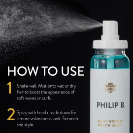 PHILIP B. Maui Wowie Beach Mist 5.07 oz - Texturizing Hair Mist, Boosts Appearance of Volume & Bouncy Waves, Infused with Botanical Moisturizers, Sea Salt, Coconut & Aloe Vera