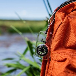 MiniComp - Zipperpull Mini Compass with Split Ring | Easy-to-Read Compass for Jacket, Parka, or Pack