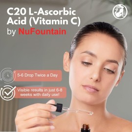 NuFountain C20 HAND CRAFTED 20% L-Ascorbic Acid Serum. 1 Fluid Ounce. Made Fresh When Ordered