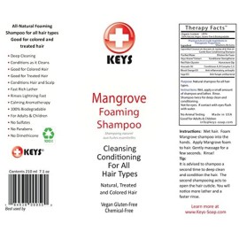 Keys Mangrove All Natural, Vegan, Chemical-Free Foaming Shampoo and Scalp Treatment, Cleansing Conditioning for All Hair Types, No Sulfates, No Dimethicone, 100% Biodegradable, 7.1 ounces
