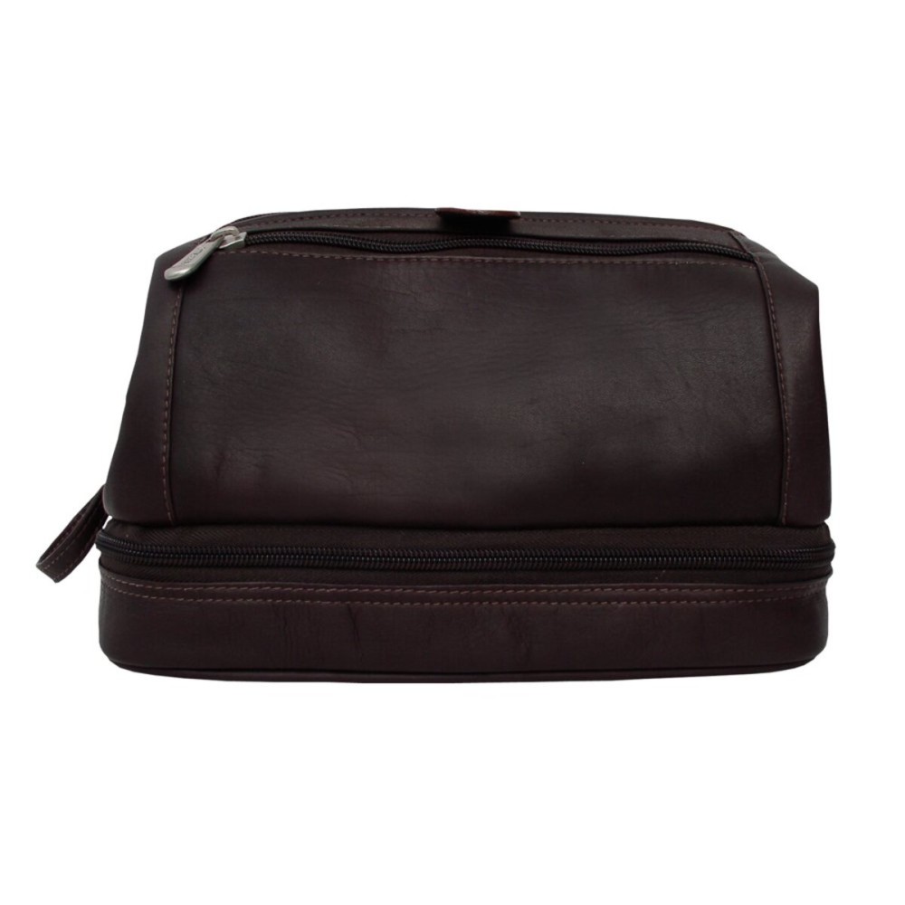 Piel Leather U Frame Utility Kit with Zip Bottom, Chocolate, One Size