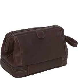 Piel Leather U Frame Utility Kit with Zip Bottom, Chocolate, One Size