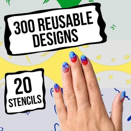 Custom Body Art Airbrush Nail Stencils - Design Series Set  2 Includes 20 Individual Nail Art Template Sheets with 16 Designs Each for a Total 320 Patterns