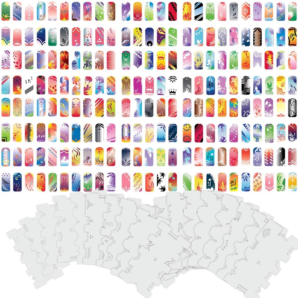 Custom Body Art Airbrush Nail Stencils - Design Series Set  3 Includes 20 Individual Nail Art Template Sheets with 12 Designs Each for a Total 240 Patterns Custom Body Art Airbrush Nail Stencils - Design Series Set  3 Includes 20 Individual Nail Art Template Sheets with 12 Designs Each for a Total 240 Patterns
