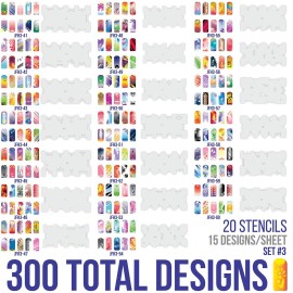 Custom Body Art Airbrush Nail Stencils - Design Series Set  3 Includes 20 Individual Nail Art Template Sheets with 12 Designs Each for a Total 240 Patterns Custom Body Art Airbrush Nail Stencils - Design Series Set  3 Includes 20 Individual Nail Art Template Sheets with 12 Designs Each for a Total 240 Patterns