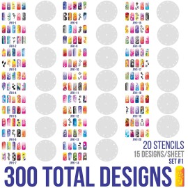Custom Body Art Airbrush Nail Stencils - Series 1: 260 Unique Designs in 20 Individual Templates