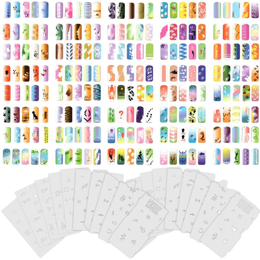 Custom Body Art Airbrush Nail Stencils - Design Series Set  9 Includes 20 Individual Nail Art Template Sheets with 15 Designs Each for a Total 300 Patterns Custom Body Art Airbrush Nail Stencils - Design Series Set  9 Includes 20 Individual Nail Art Template Sheets with 15 Designs Each for a Total 300 Patterns