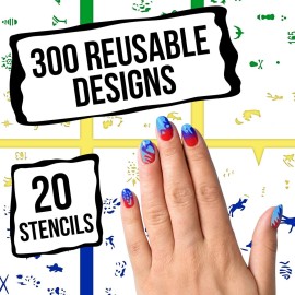 Custom Body Art Airbrush Nail Stencils - Design Series Set  9 Includes 20 Individual Nail Art Template Sheets with 15 Designs Each for a Total 300 Patterns Custom Body Art Airbrush Nail Stencils - Design Series Set  9 Includes 20 Individual Nail Art Template Sheets with 15 Designs Each for a Total 300 Patterns