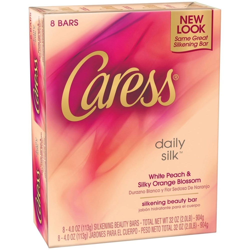 Caress Moisturizing Beauty Bar, Daily Silk, 4 Ounce (Pack of 8)