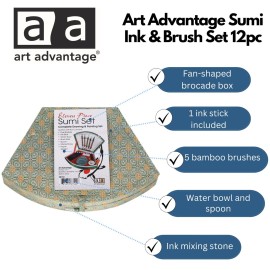 ART ADVANTAGE 25821Art Advantage Sumi Ink and Brush Set, 12-Piece